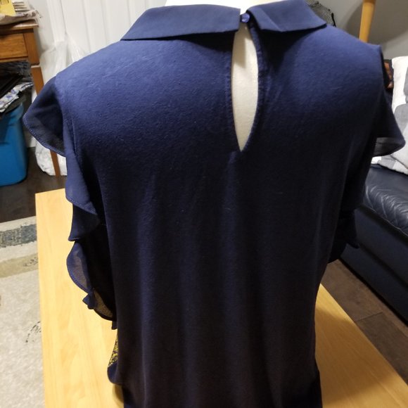 RW&CO. Blue and Gold Blouse - Picture 4 of 5
